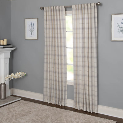 Erlandson 100% Polyester Light-Filtering Plaid Curtain Panel with Rod Pocket Top