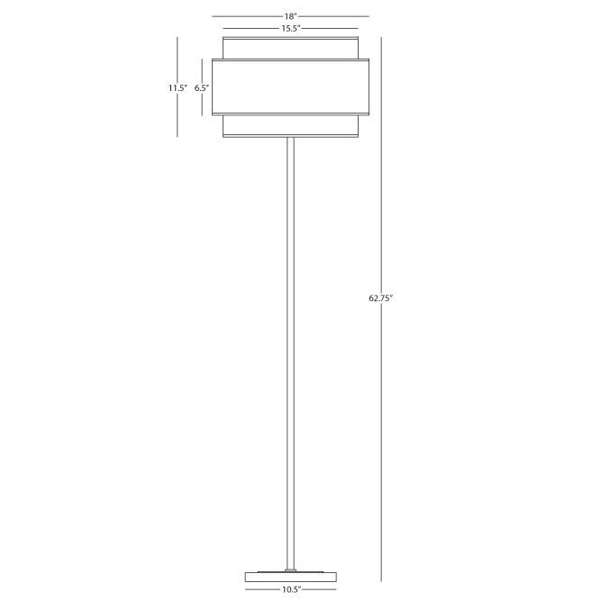 Lampe sur pied 62,75 po Decker, Nickel poli, Noir