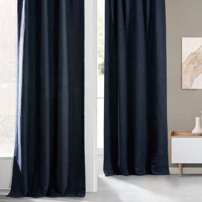 Ottis Faux Linen Room Darkening Curtain Panel