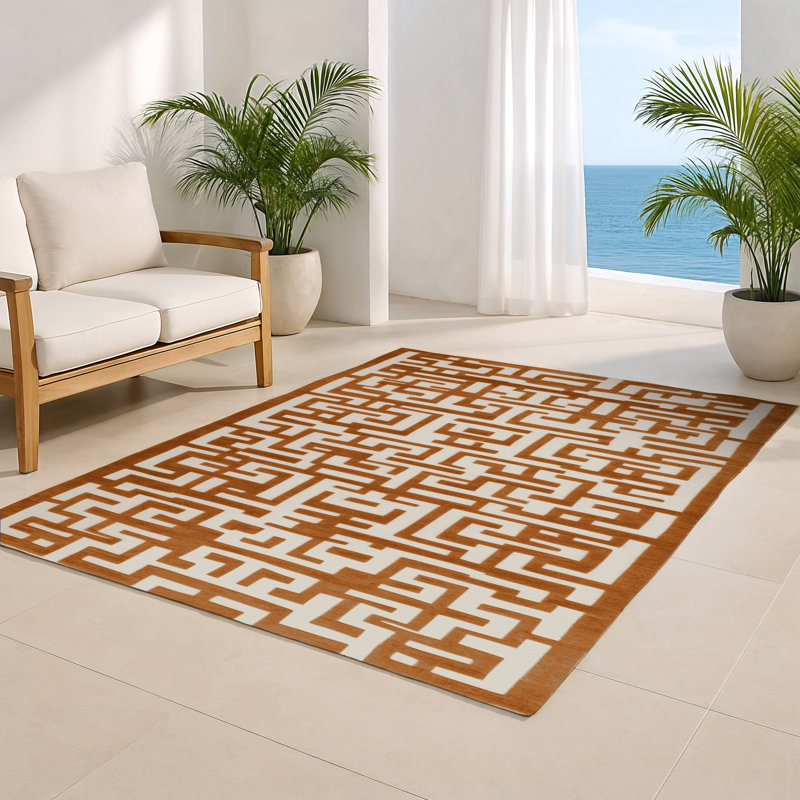 Tapis brun intérieur et extérieur Trellis, Rectangle 5 pi x 7 pi