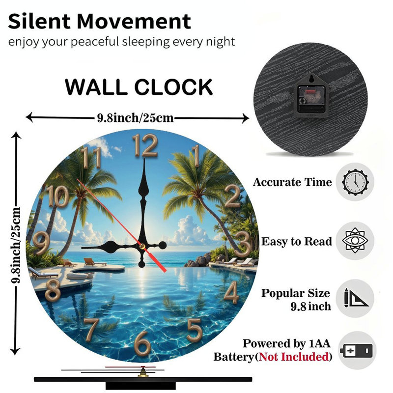 Horloge murale de plage tropicale