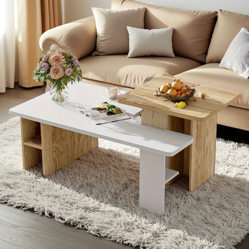 Ensemble de 2 tables basses gigognes Farmhouse, Blanc
