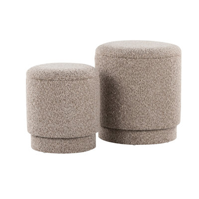 Contemporary Styling In Brown Fabric With Stylish Upholstery, Removable Lids For Hidden Storage, Foam Padding Comfort, Two Ottomans, 10.75" Small Sizes, 14.44" Product Width, 7.99 Lb Weight, Indoor