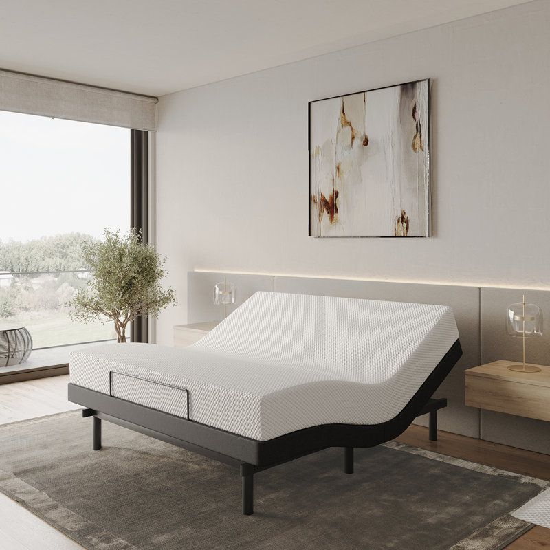 Clara Clark Massaging Zero Gravity, Zero Clearance Adjustable Bed with Wireless Remote, USB Ports & LED Lights, Queen