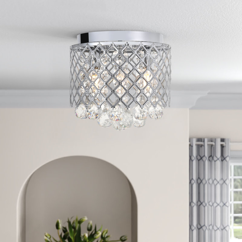 Plafonnier encastré 6 lumières 18 po Stollings, Chrome / transparent, 6, H 11 po x l 18 po x P 18 po
