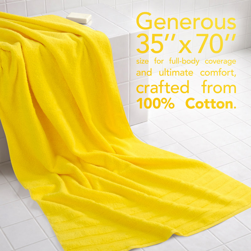 Darcelle 100% Cotton 35x70 Jumbo Large Bath Sheet, Lemon Yellow