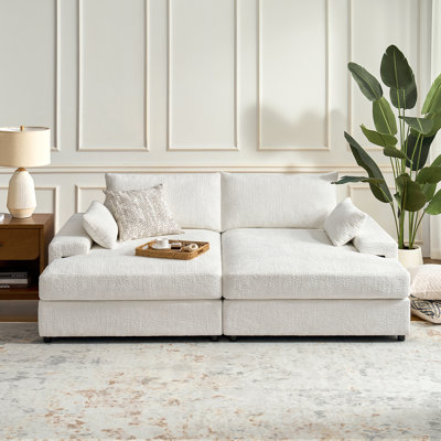 Tychon 87" Upholstered Square Arm Deep Seating Sleeper Sofa
