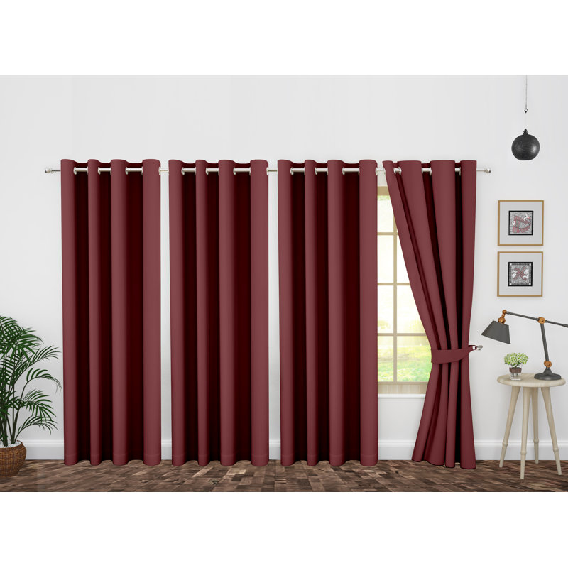 Maroon Blackout Polyester Grommet Curtain Panels for Nursery