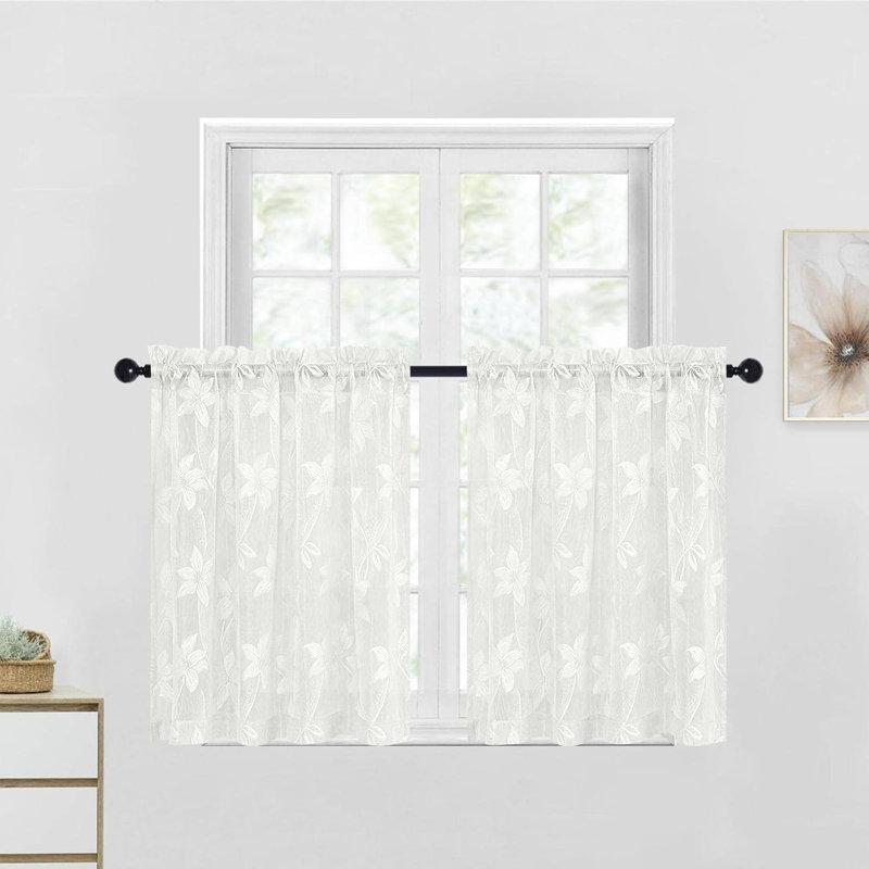 Rideaux transparents avec passe-tringle 2 panneaux, Crème