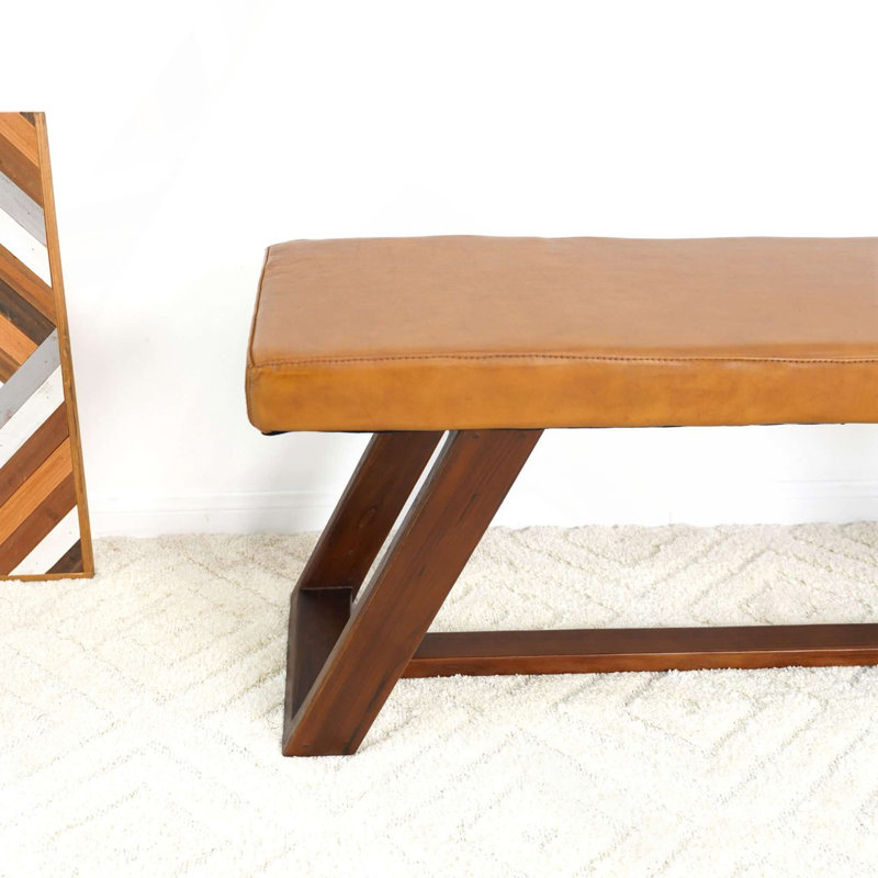 Banc en cuir véritable Marley brun clair