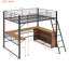 Lit mezzanine en métal avec 3 couches de tablettes et bureau en L-622432454-622432449