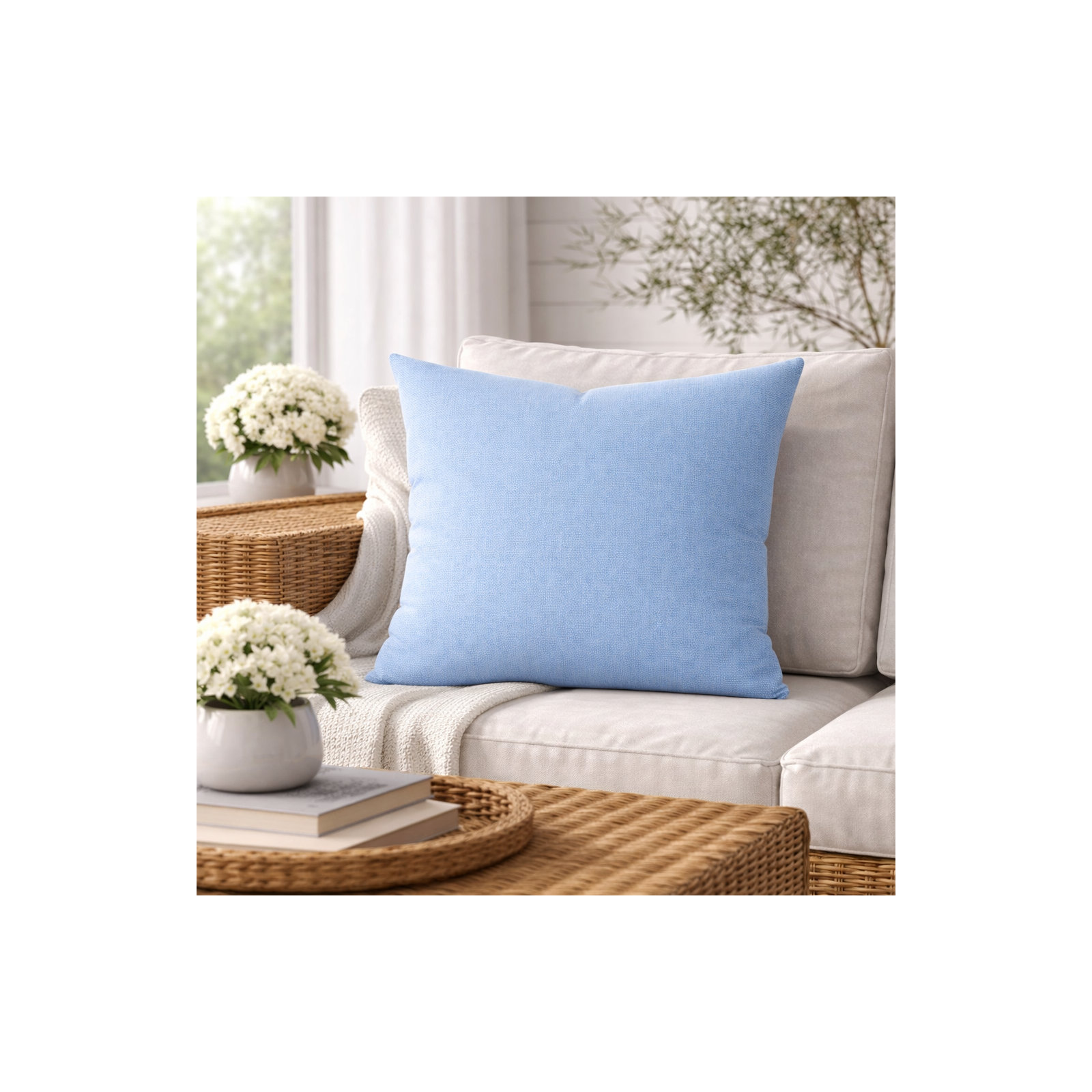 Indoor/Outdoor Throw Pillow, Square 20", Canvas Air Blue Sunbrella® Canvas