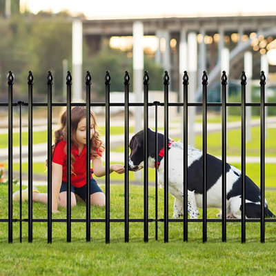10Ft Black Metal Garden Fence 32In H X 24In W No Dig Rustproof Border For Dog Patio Yard Flower Bed