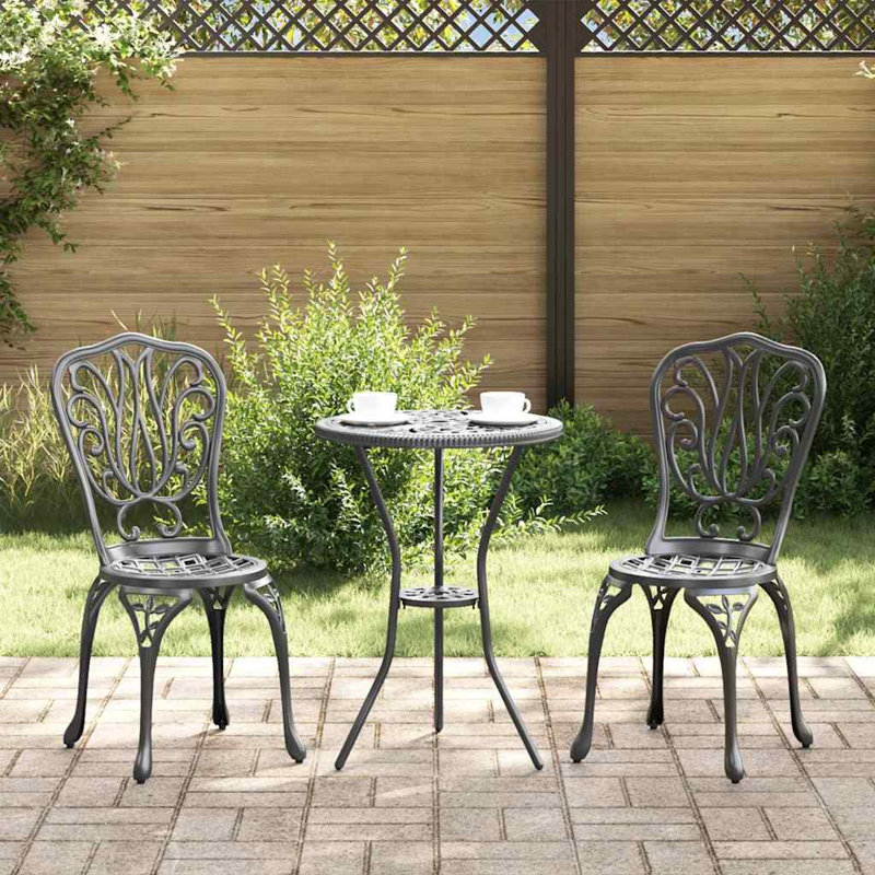 Vidaxl Garden Bistro Set 3 Pcs Aluminium, Black
