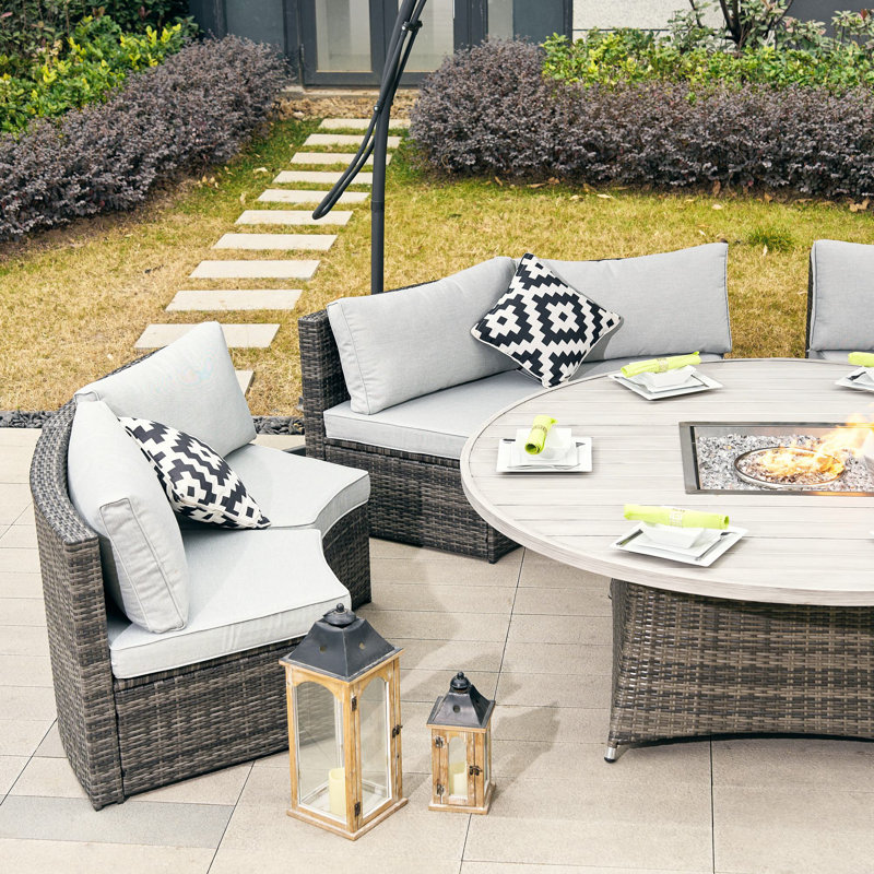 Ensemble de conversation avec foyer extérieur 9 pièces Payten