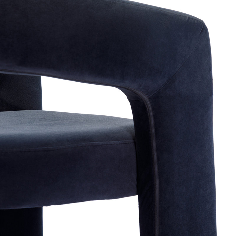 Modern Upholstered Barrel Dining Chairs, Black Velvet