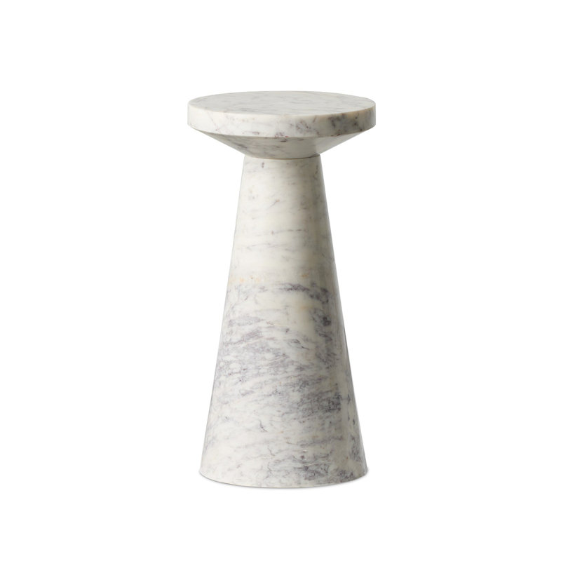 Mabel Nesting End Table-Short-Veined White Marble, 20.5" H x 10" W x 10" D