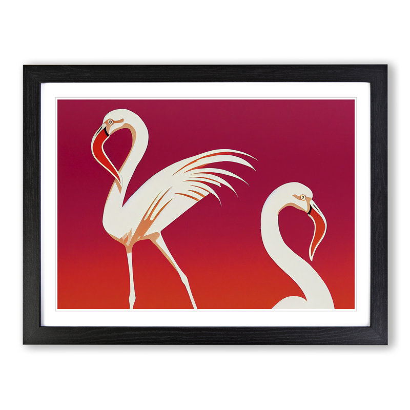 Flamingo Deco Style 1 Piece Single Picture Frame Wall Art, 46cm H x 64cm W x 2cm D, Black Framed