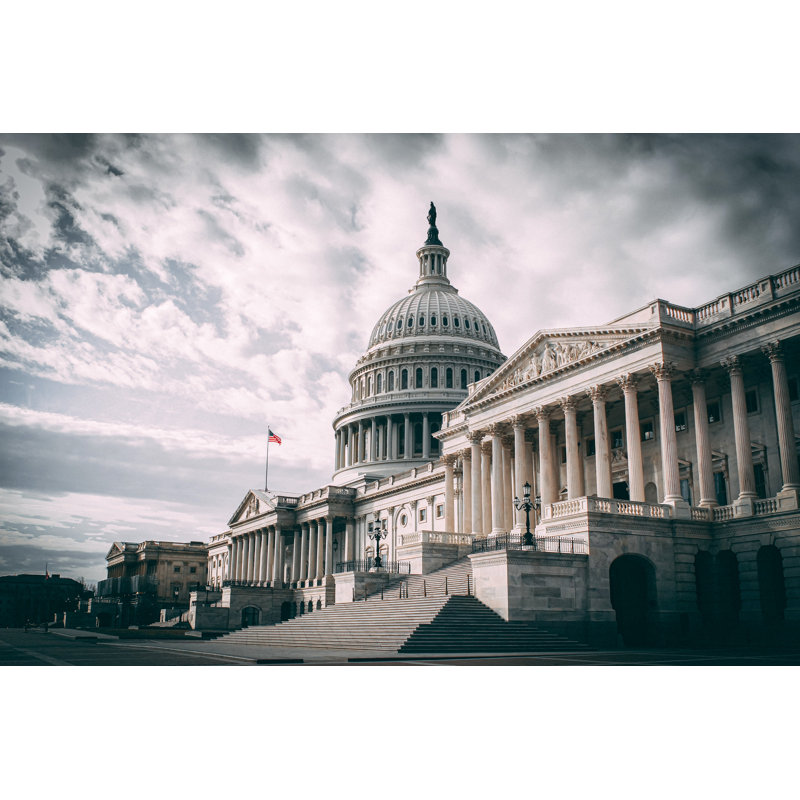 Capitole des États-Unis, arrière, dôme, dramatique, silencieux, H 26 po x l 50 po x P 1,5 po