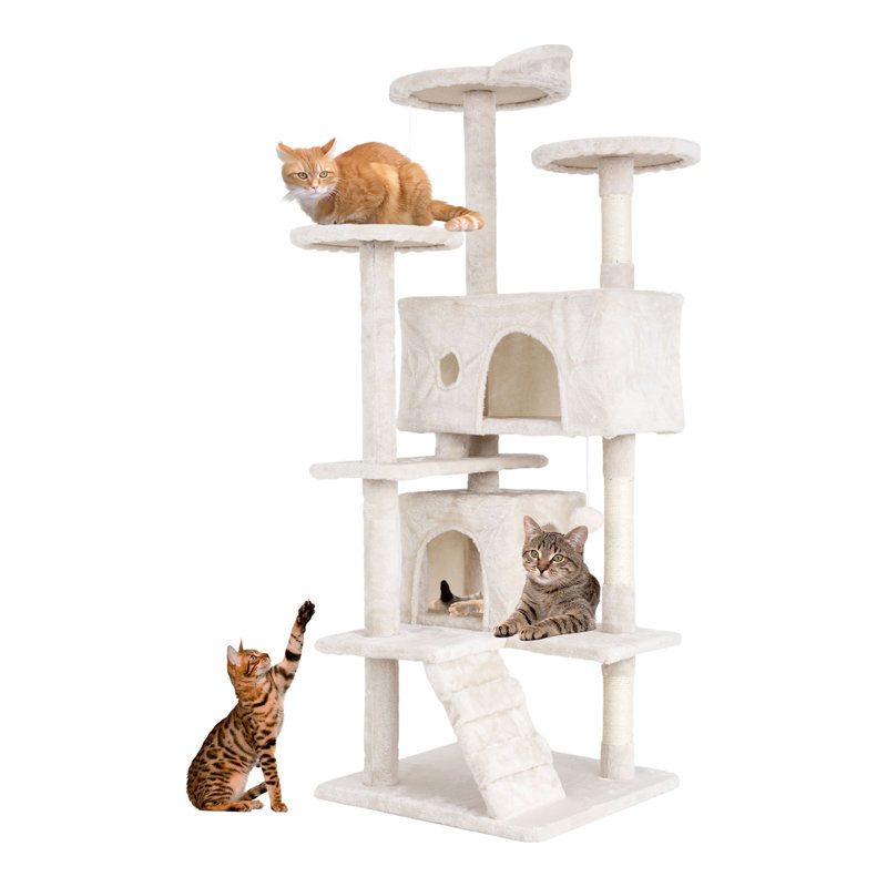 Tour pour arbre à chat Derrell, Beige, H 54,7 po x l 19,3 po x P 19,3 po