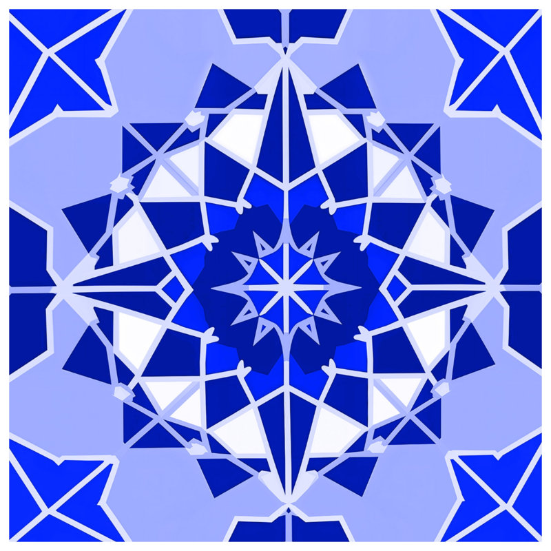 Couvertures de mandala géométriques bleues, L 50 po x H 60 po