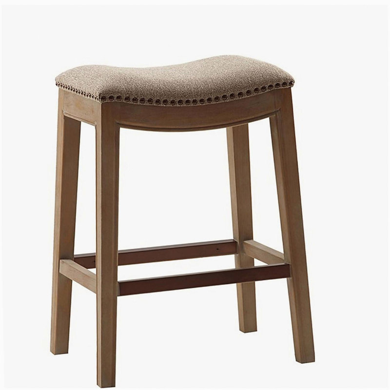 Saddle Counter Stool, Light Brown, Brown