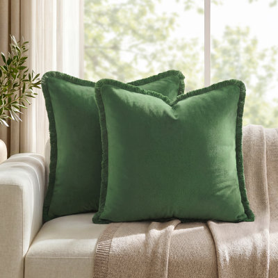 HOMEIDEAS Velvet Euro Sham Throw Pillow Covers, Fringe Tassel Decorative Cushion Covers for Couch Sofa Bed
