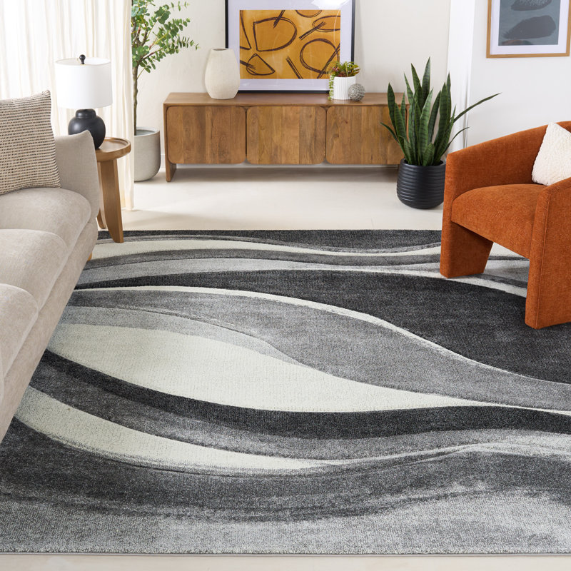 Tapis abstrait performance Vilica, Rond 5 pi 3 po
