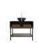 Meuble-lavabo de salle de bain avec lavabo en céramique noir, armoire de rangement autoportante rayée avec tiroir et tablette