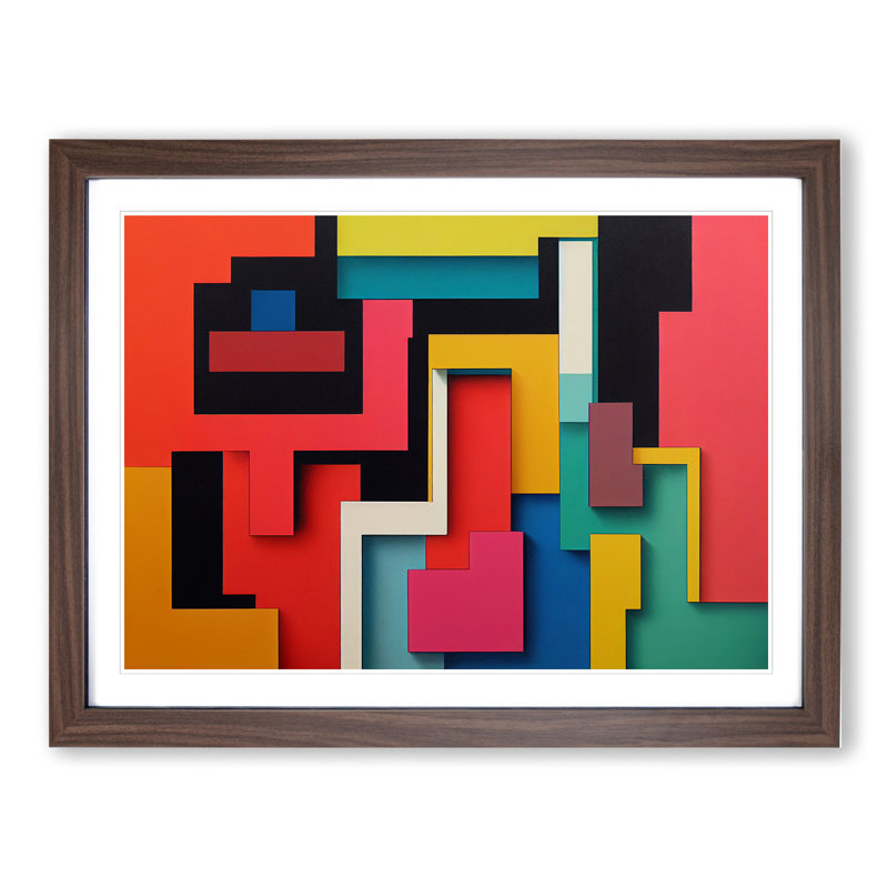 Abstract Block Colour Vol.1 - Framed Print, 34cm H x 46cm W x 2cm D, Walnut