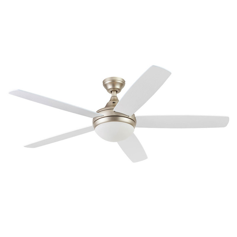 Ashby 52" Contemporary Indoor LED Ceiling Fan with Light and Remote Control, Champagne with Honey Oak