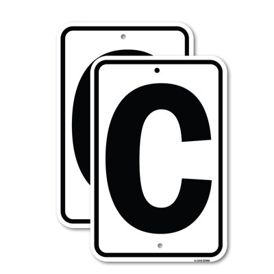 (Paquet de 2) Enseigne avec lettre C en aluminium de gros calibre 18 po x 24 po