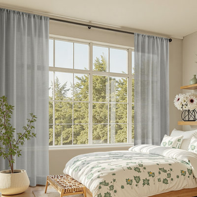 Polyester Sheer Rod Pocket Curtain Pair