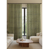 Fabdivine 27x57 Inches Handmade Green Floral Pattern Block Print Pinch Pleated Thick Linen Hook Drapes, Window Treatments Home Decorative 100% Blackout 2 Panel Set Curtains, Shehnaaz