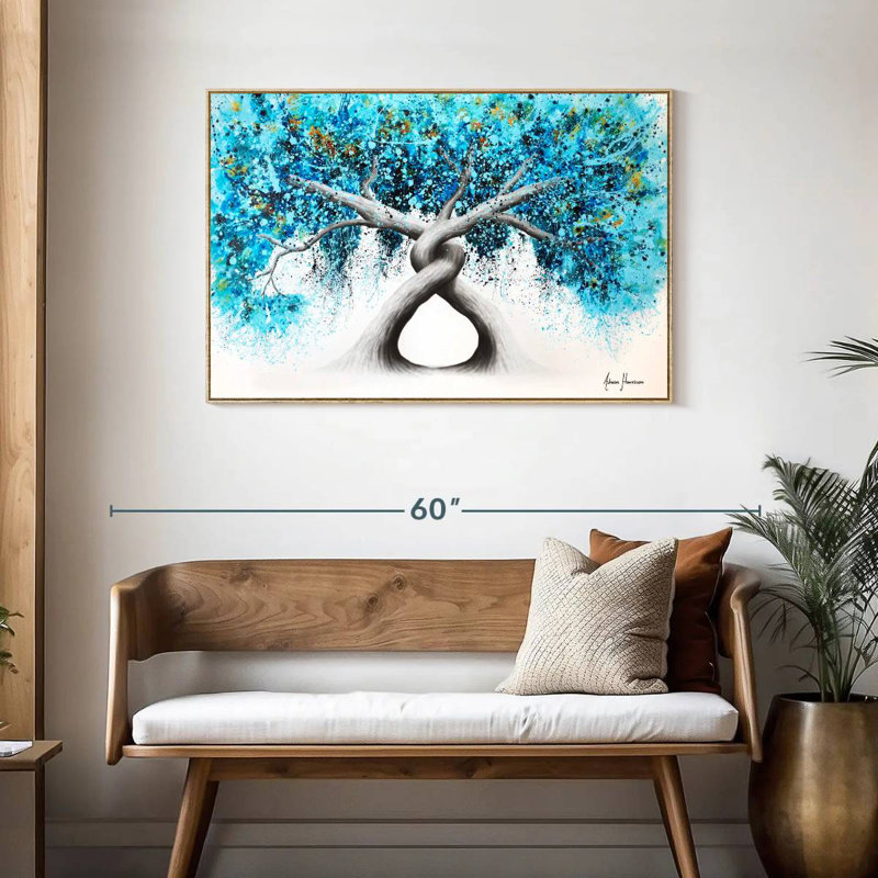 Torsion des arbres récifaux, Cadre flottant en bois naturel, 43 po x 29 po