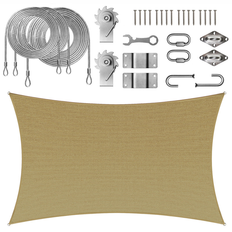 Ensemble d'ombrage rectangulaire avec treuil Colourtree, Beige sable, 10 pi x 13 pi