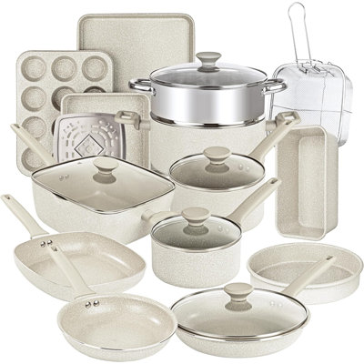 Granitestone Desert 20 Pc Nonstick Cookware and Bakeware Set- Biege