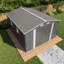 Remise de rangement extérieure 10 x 12 pi avec double porte et fenêtres d'aération, grise, polyvalente pour l'organisation d'ateliers de jardin