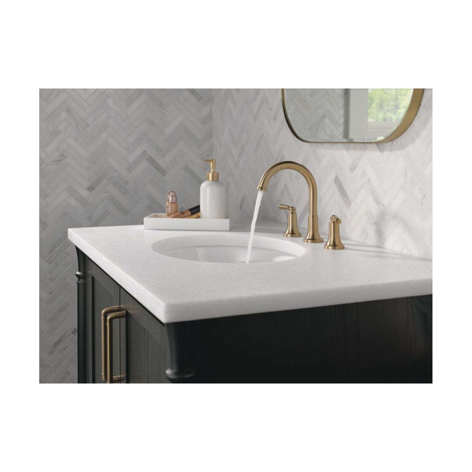 SAYLOR™ Widespread Bathroom Faucet 3 Hole, 2-handle Bathroom Sink Faucet with Drain Assembly, Champagne Bronze