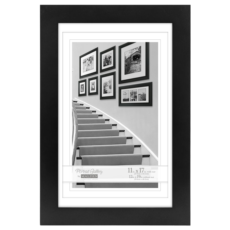 Manhattan Black Wood 11x17 Wall Picture Frame
