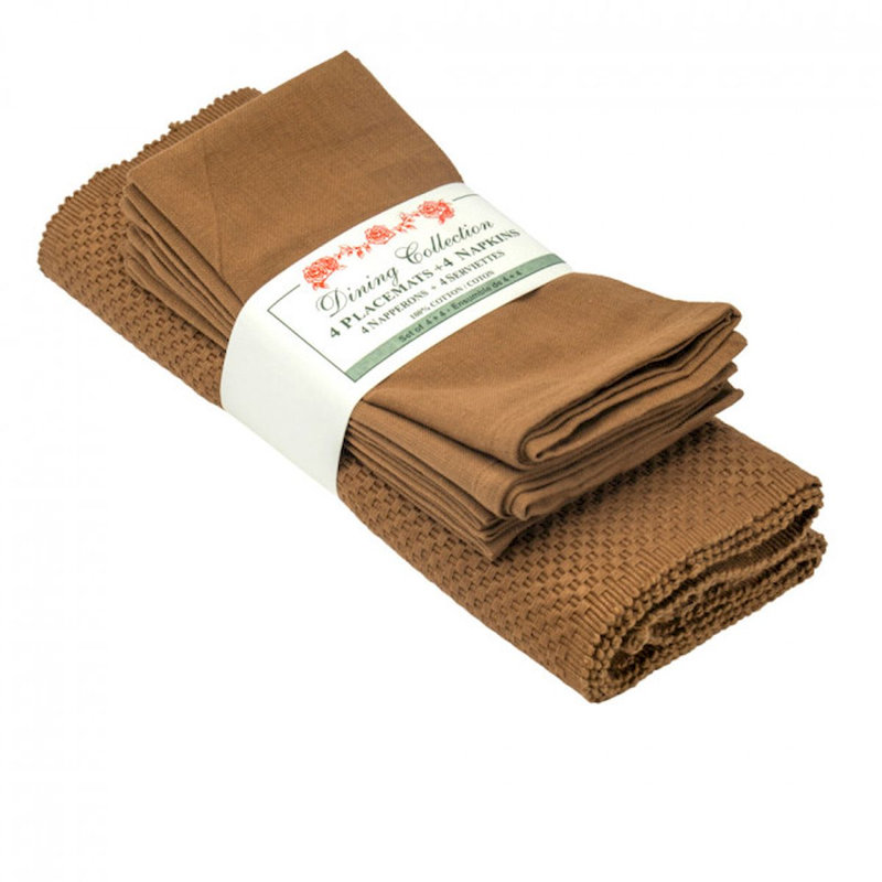 Rectangle Placemat And Napkin Set, Spice Brown
