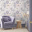 Papier peint floral mauve rétro VEELIKE