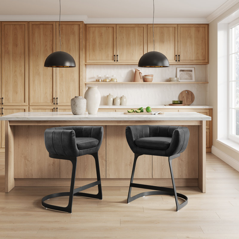 Upholstered Counter Stool, Black