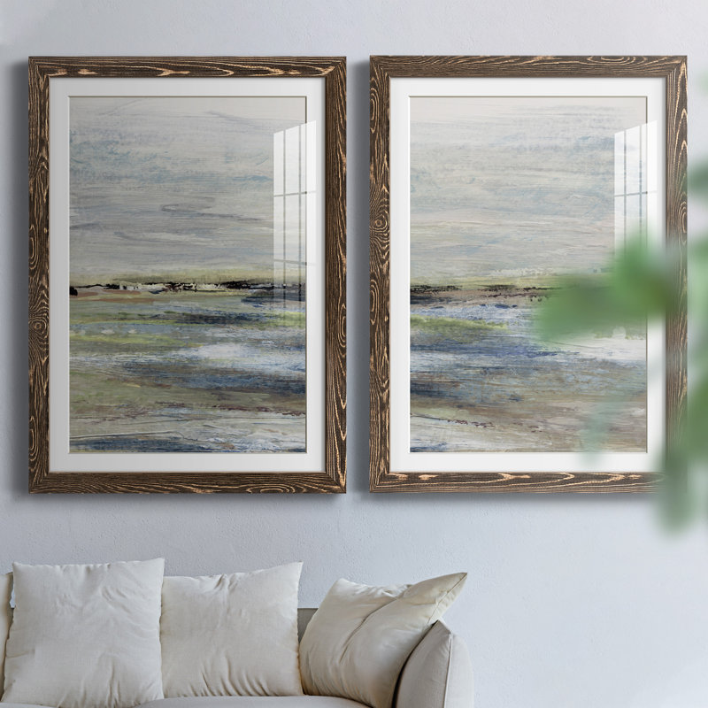Wetlands I - ensemble de 2 peintures, Papier, cadre noyer, H 44 po x l 31 po x P 1 po