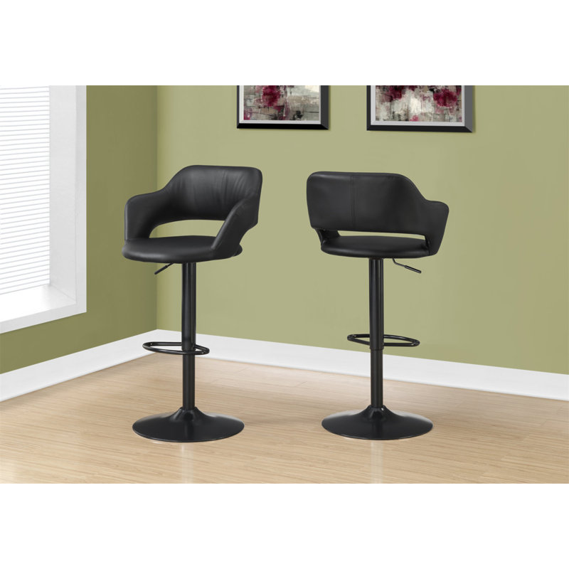 Tabouret de bar, pivotant, hauteur de bar, réglable, noir, aspect cuir, contemporain, moderne, Noir