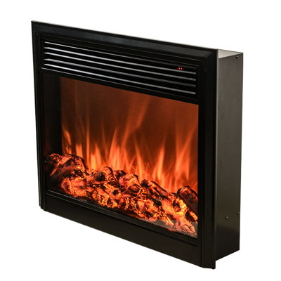 Acrylic Mirror Electric Fireplace, Realistic Flame, 2 Flame Colors, Speed & Brightness, Smart Controls For Living Room, Garden, Balcony, American Design, Black , 26.49 In Depth, 6.49 Width, 23.59