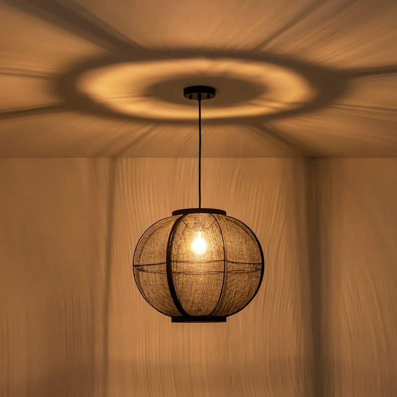Brois 1 - Light 20″ Globe Black Woven Pendant