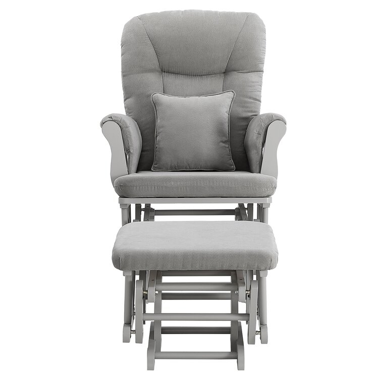 Tamra Glider and Ottoman Winston Porter Upholstery Color: Dark Gray, Frame Color: Gray