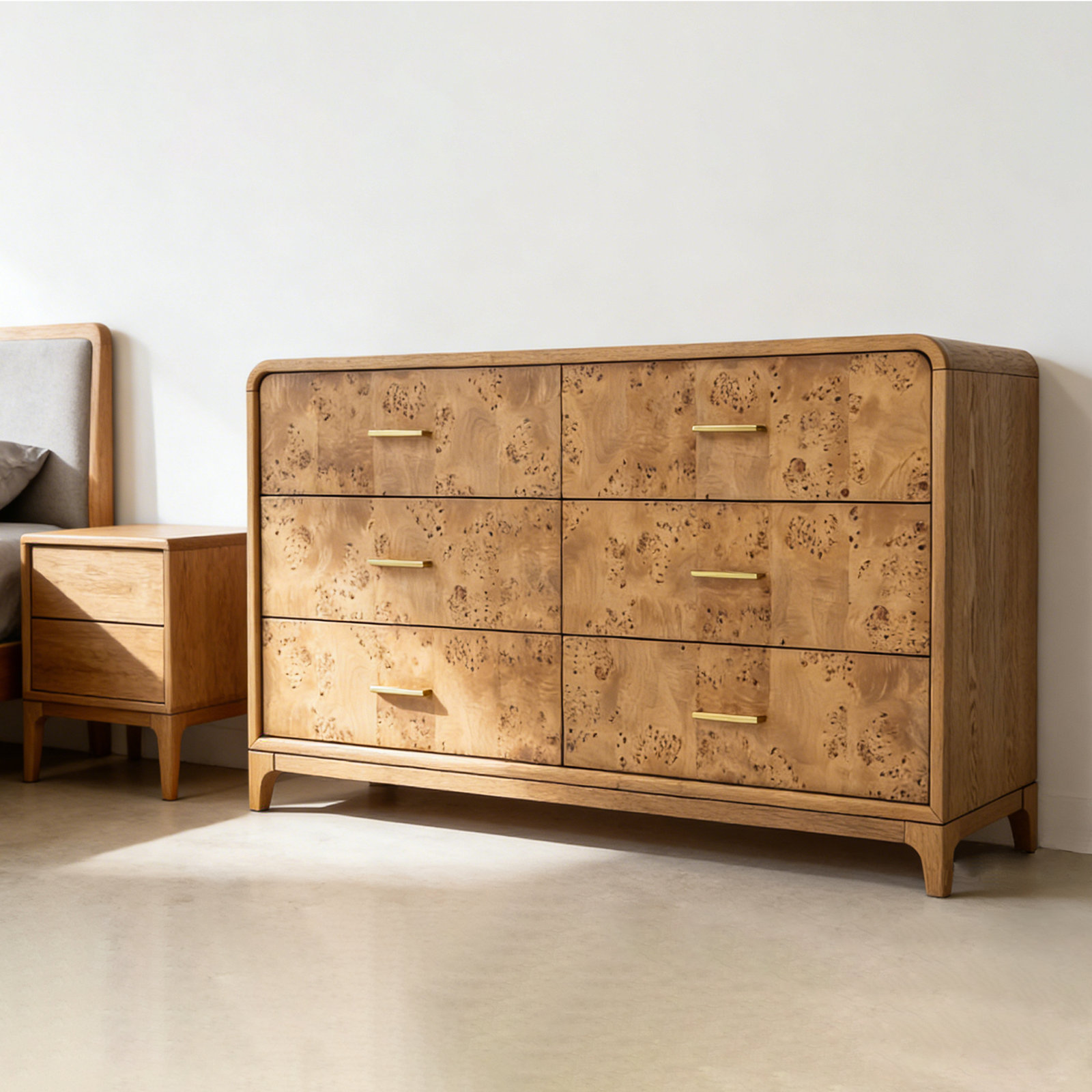 62" Burl Wood Double Dresser