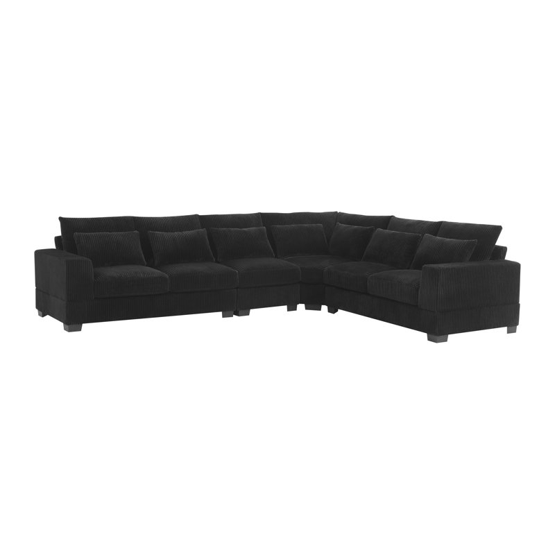 Canapé modulaire Laguna, Velours côtelé noir